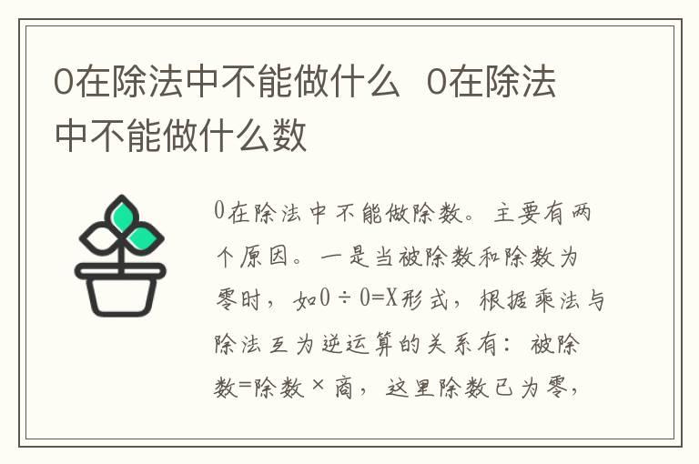 0在除法中不能做什么  0在除法中不能做什么数