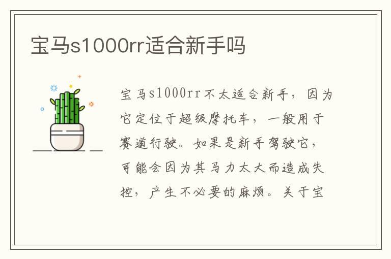 宝马s1000rr适合新手吗