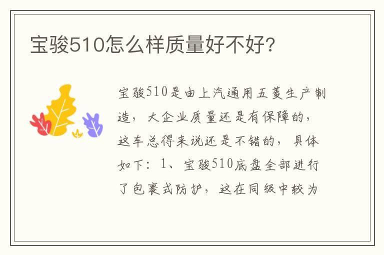 宝骏510怎么样质量好不好?