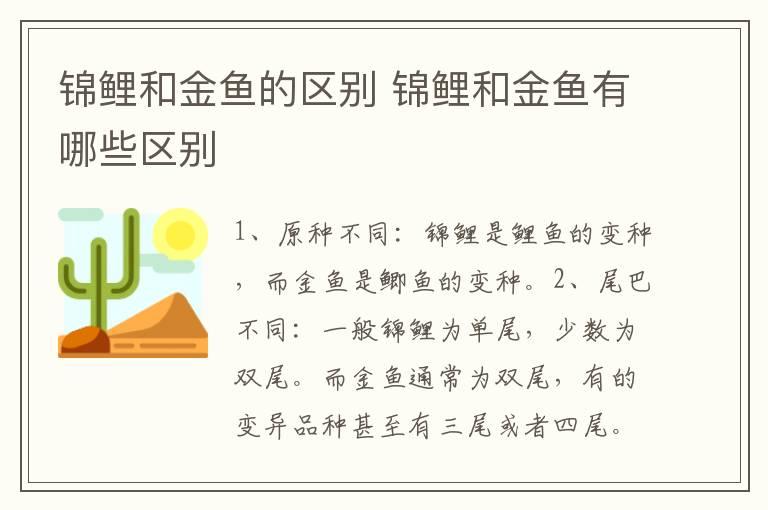 锦鲤和金鱼的区别 锦鲤和金鱼有哪些区别