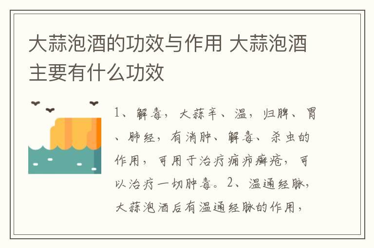 大蒜泡酒的功效与作用 大蒜泡酒主要有什么功效