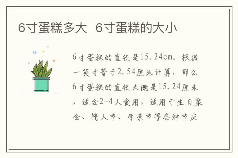 6寸蛋糕多大  6寸蛋糕的大小