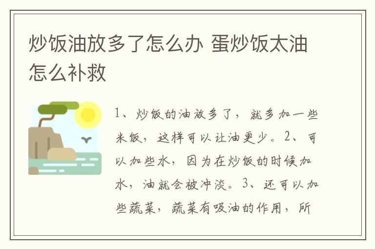 炒饭油放多了怎么办 蛋炒饭太油怎么补救