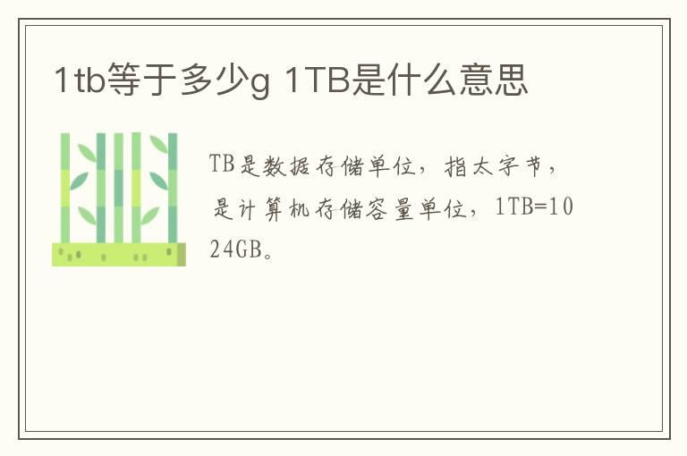 1tb等于多少g 1TB是什么意思