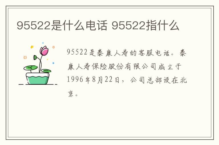 95522是什么电话 95522指什么