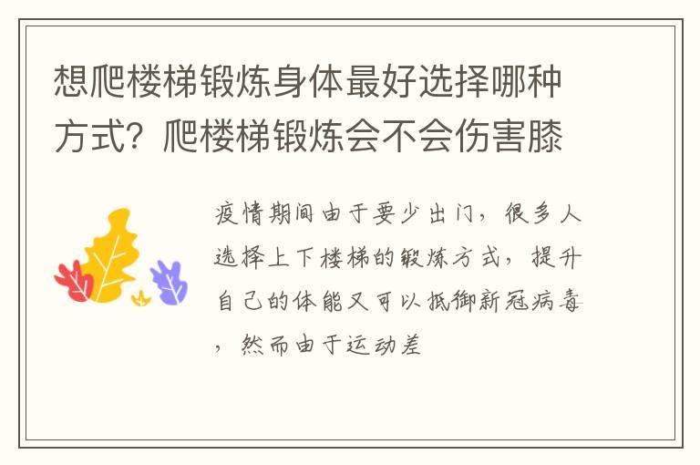 想爬楼梯锻炼身体最好选择哪种方式？爬楼梯锻炼会不会伤害膝盖？