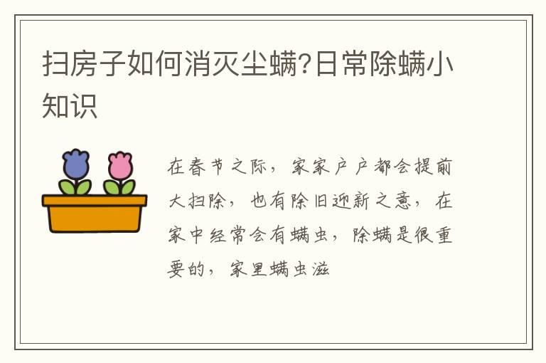 扫房子如何消灭尘螨?日常除螨小知识