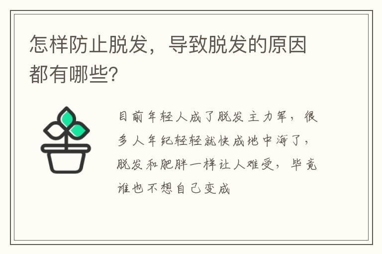 怎样防止脱发，导致脱发的原因都有哪些？