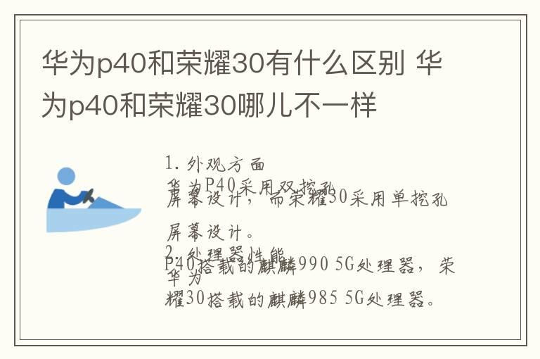 华为p40和荣耀30有什么区别 华为p40和荣耀30哪儿不一样