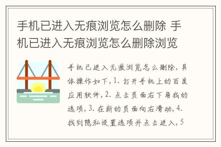 手机已进入无痕浏览怎么删除 手机已进入无痕浏览怎么删除浏览页面