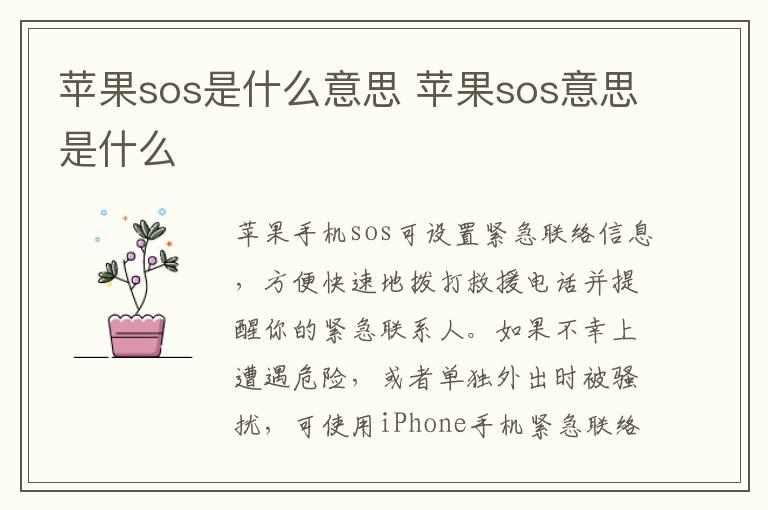 苹果sos是什么意思 苹果sos意思是什么