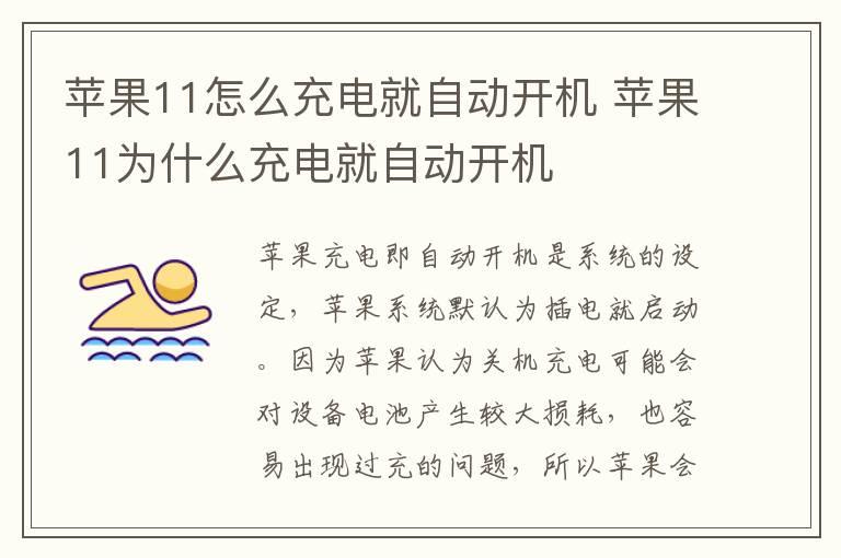 苹果11怎么充电就自动开机 苹果11为什么充电就自动开机