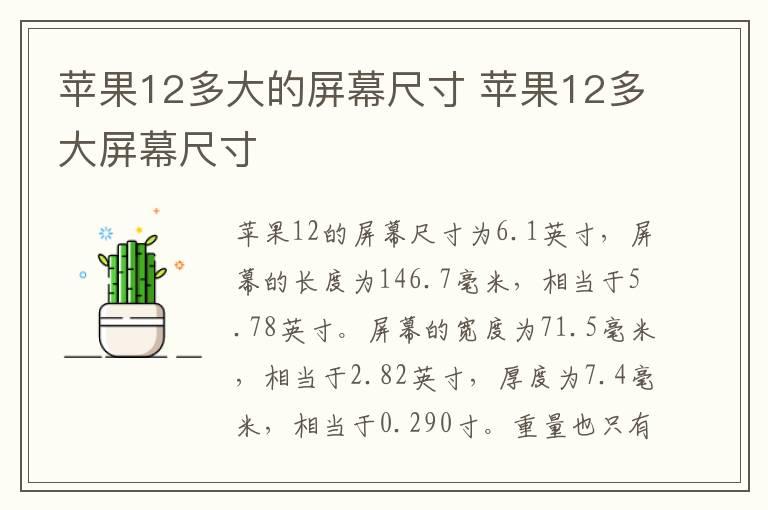 苹果12多大的屏幕尺寸 苹果12多大屏幕尺寸